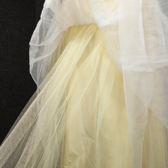 1950s Yellow Chiffon w/lace Sequin Bodice Tule Covered Skirt Cupcake Dress - Picture 3 of 11